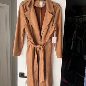 LC Lauren Conrad Tan Trench Coat with Belted Waist